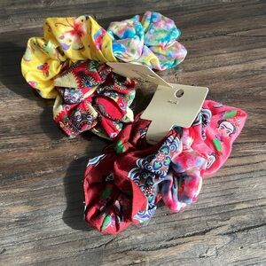 NWT, Colorful Print and Tie-Dyed Scrunchies, 6ct